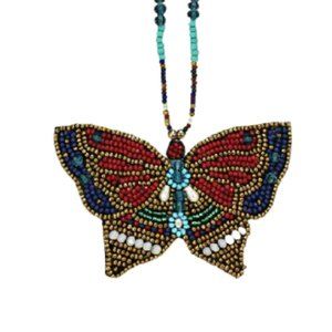 Beaded Butterfly Necklace, Boho Necklace